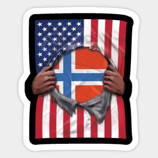 Norway Flag American Flag Ripped - Gift for Norwegian From Norway Sticker